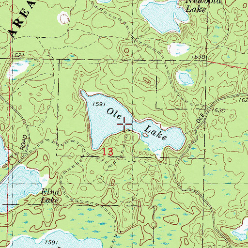 Topographic Map of Ole Lake, WI