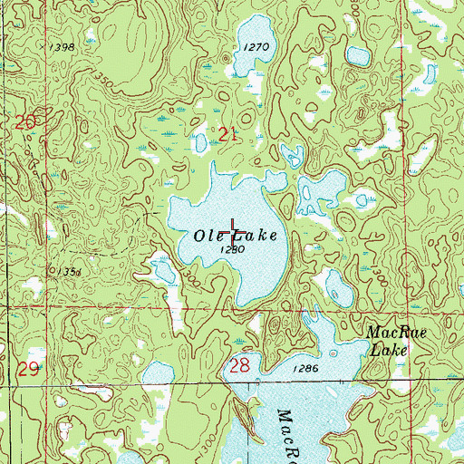 Topographic Map of Ole Lake, WI