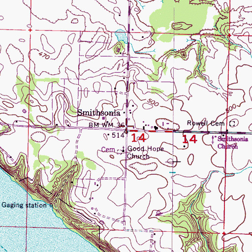 Topographic Map of Smithsonia, AL