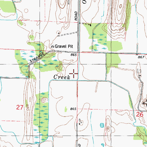 Topographic Map of Oliver Creek, WI