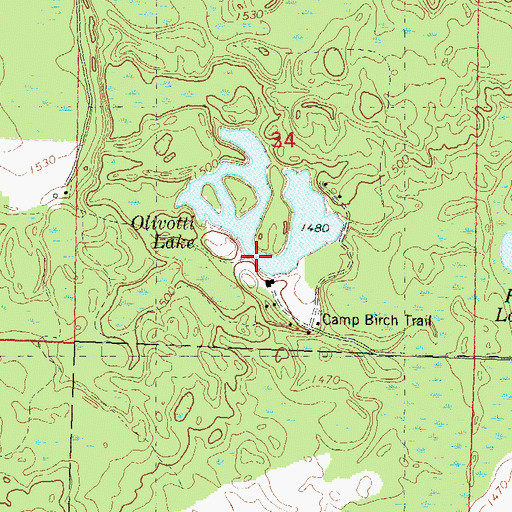 Topographic Map of Olivotti Lake, WI