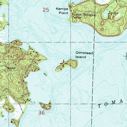 Topographic Map of Olmstead Island, WI