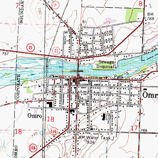 Topographic Map of Omro, WI