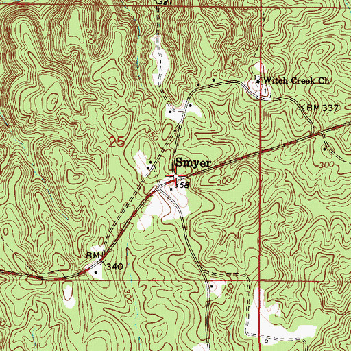 Topographic Map of Smyer, AL