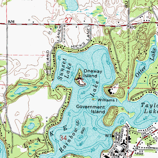 Topographic Map of Onaway Island, WI