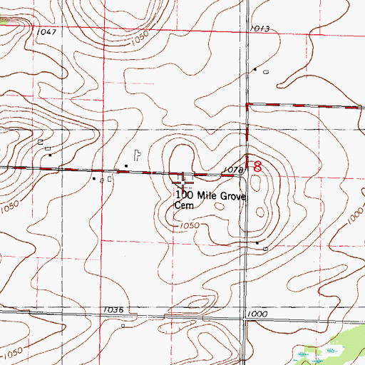 Topographic Map of One Hundred Mile Grove Cemetery, WI