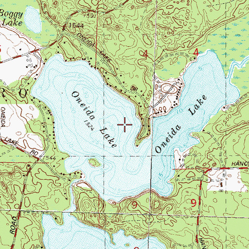 Topographic Map of Oneida Lake, WI