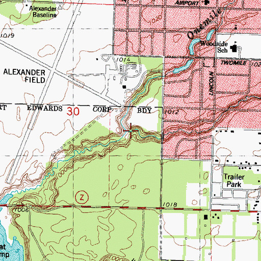 Topographic Map of Onemile Creek, WI