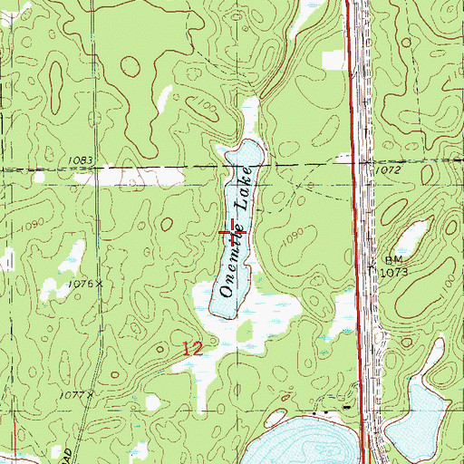 Topographic Map of One Mile Lake, WI