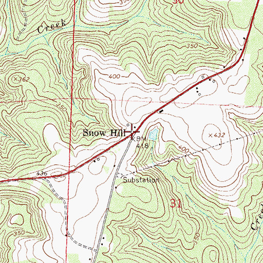 Topographic Map of Snow Hill, AL
