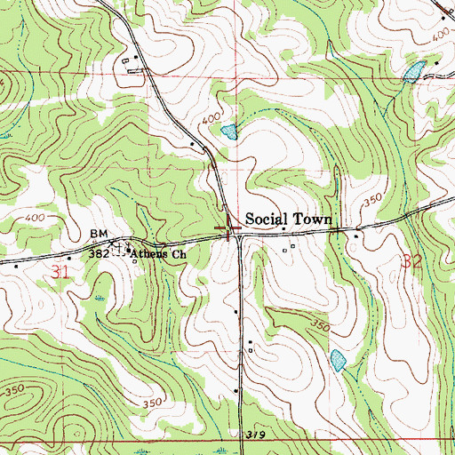 Topographic Map of Social Town, AL