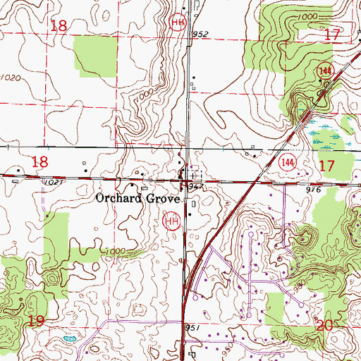 Topographic Map of Orchard Grove, WI