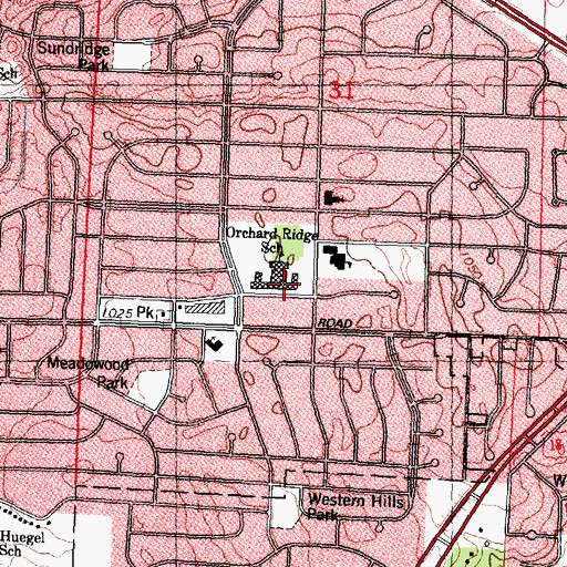 Topographic Map of Orchard Ridge Elementary School, WI