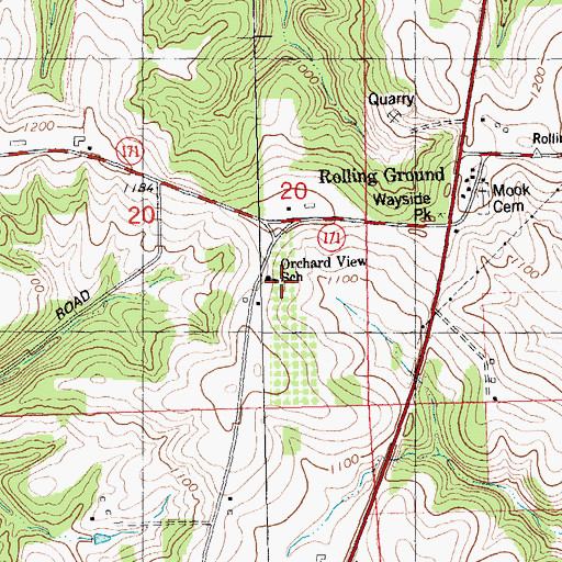 Topographic Map of Orchard View School, WI