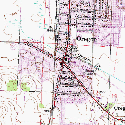 Topographic Map of Oregon, WI