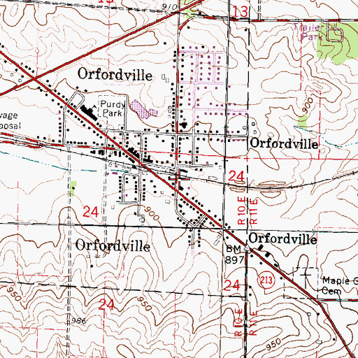 Topographic Map of Orfordville, WI