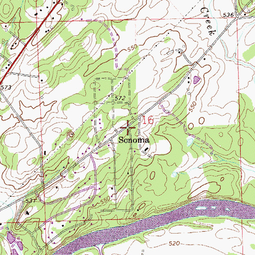 Topographic Map of Sonoma, AL