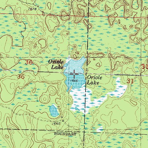 Topographic Map of Oriole Lake, WI