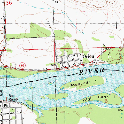 Topographic Map of Orion, WI