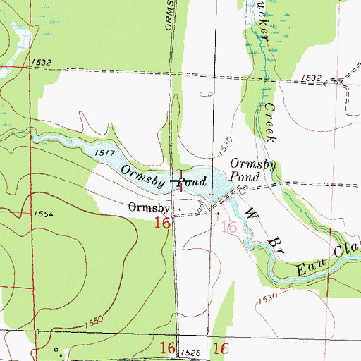 Topographic Map of Ormsby Pond, WI