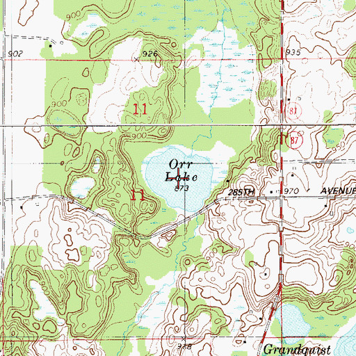 Topographic Map of Orr Lake, WI