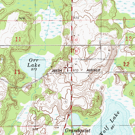Topographic Map of Orr School, WI
