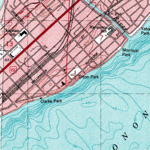 Topographic Map of Orton Park, WI