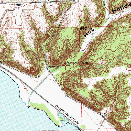 Topographic Map of Osceola Cemetery, WI