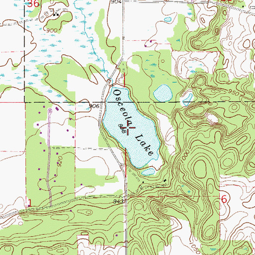 Topographic Map of Osceola Lake, WI