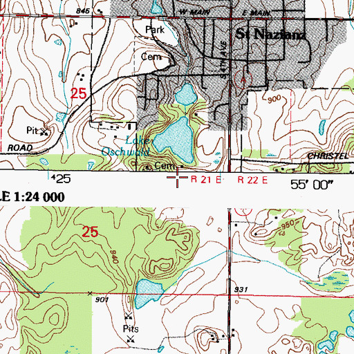 Topographic Map of Lake Oschwald, WI