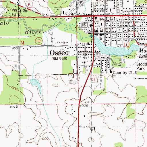 Topographic Map of Osseo, WI