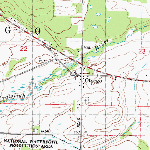 Topographic Map of Otsego, WI