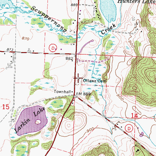 Topographic Map of Ottawa Cemetery, WI