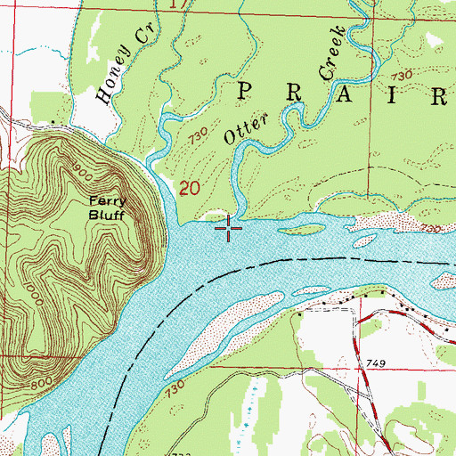 Topographic Map of Otter Creek, WI