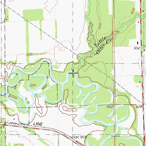 Topographic Map of Otter Creek, WI