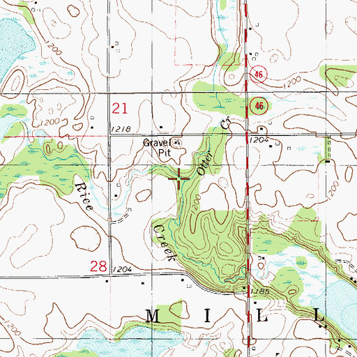 Topographic Map of Otter Creek, WI