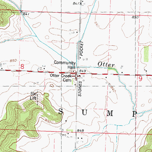 Topographic Map of Otter Creek Cemetery, WI