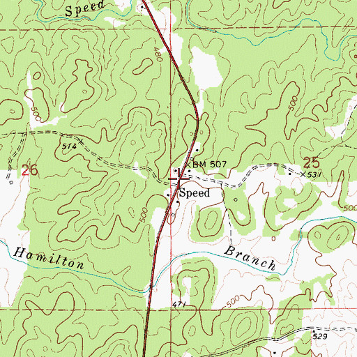 Topographic Map of Speed, AL