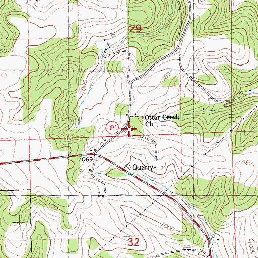 Topographic Map of Otter Creek Church, WI
