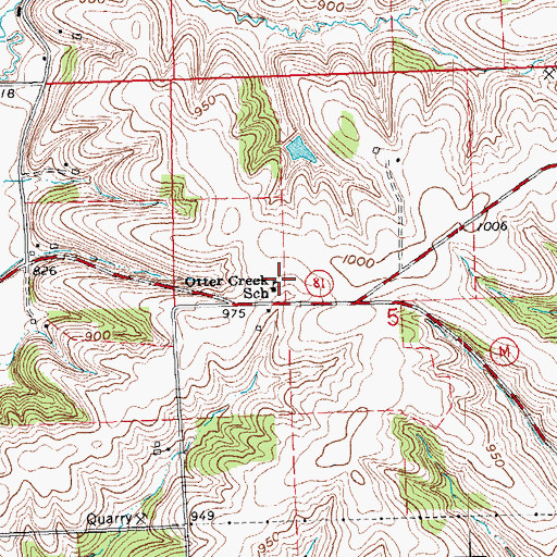 Topographic Map of Otter Creek School, WI