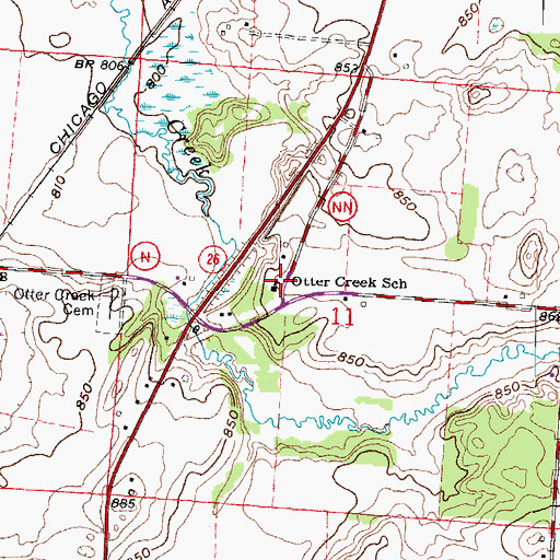 Topographic Map of Otter Creek School, WI