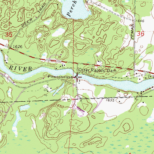 Topographic Map of Otter Rapids Dam, WI