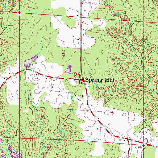 Topographic Map of Spring Hill, AL
