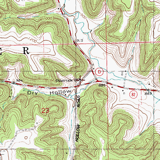 Topographic Map of Ottervale Church, WI