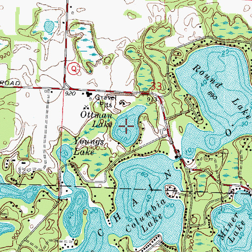 Topographic Map of Ottman Lake, WI