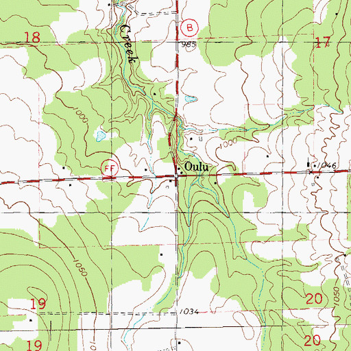 Topographic Map of Oulu, WI