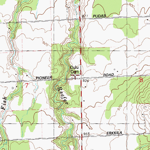 Topographic Map of Oulu Luthern Cemetery, WI