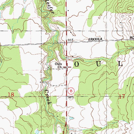 Topographic Map of Oulu Church, WI