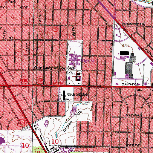 Topographic Map of Blessed Savior Catholic School South Campus, WI