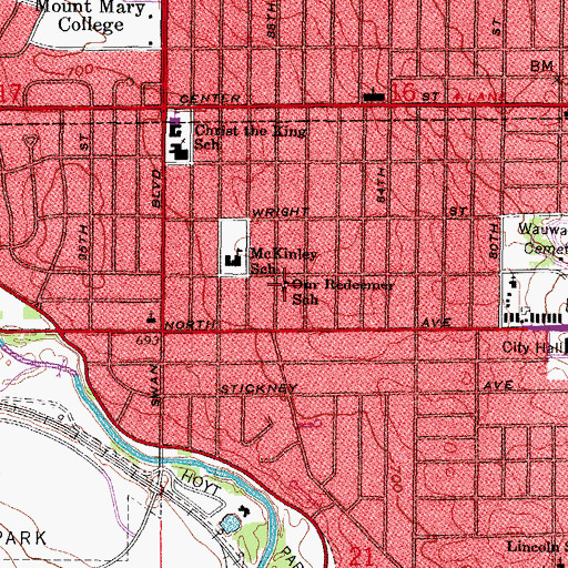 Topographic Map of Our Redeemer Lutheran School, WI